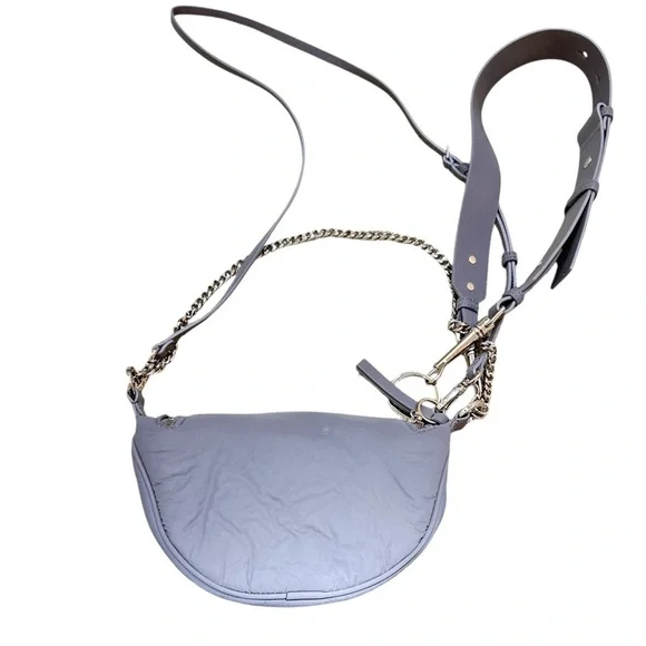 Nwot Charles & Keith Silver & light gray Crossbody Bag chain & leather straps - Picture 10 of 16